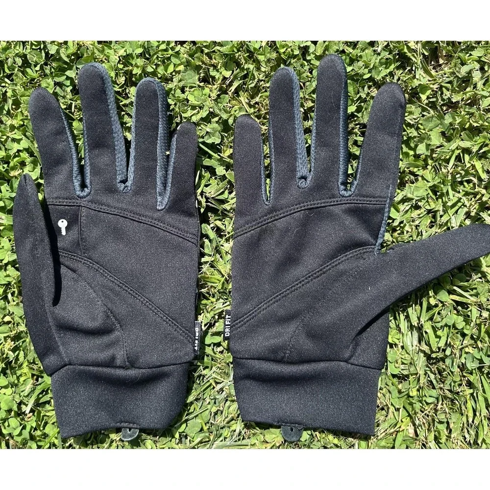 Nike Running Gloves Mens Large Black‎ Dri-FIT Full Finger Training Grip Warm